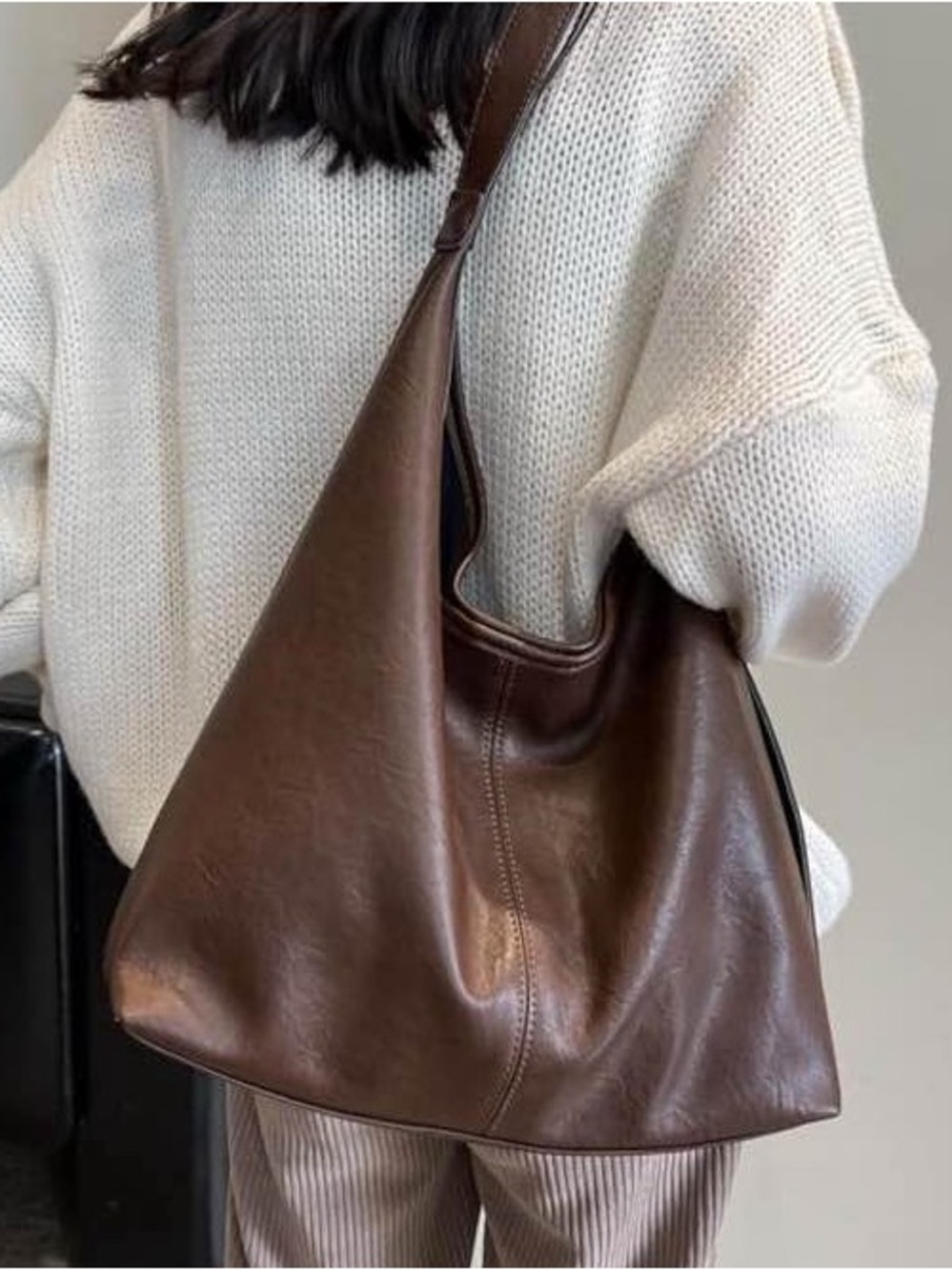 Amazon Brown Leather Hobo Shoulder Bag